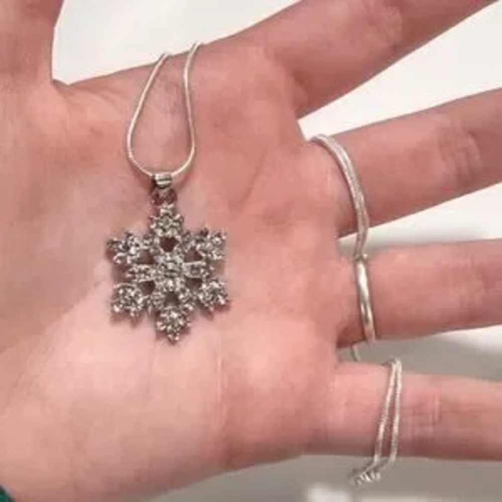 925 Silver Necklace & Earrings Set Winter Snowflake Christmas Birthday Gift NEW!